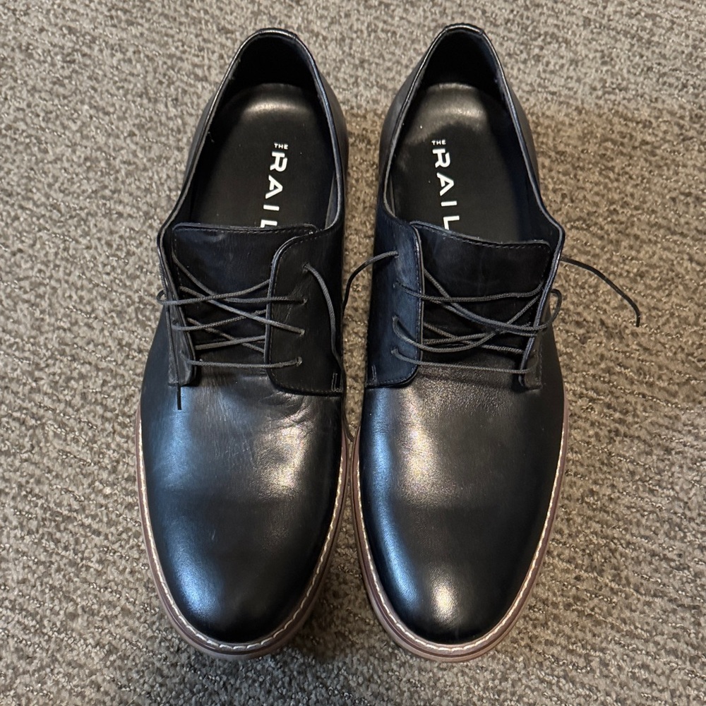 The Rail Black Leather Oxfords